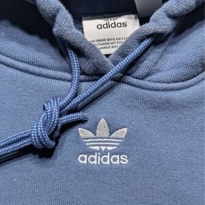Adidas Originals 3-Stripe Cropped Hoodie | Women's L | Blue